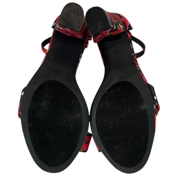 Just Fab Platform Floral Open Toe Heels Size 8 Women’s Red Rose Flower - Picture 2 of 11